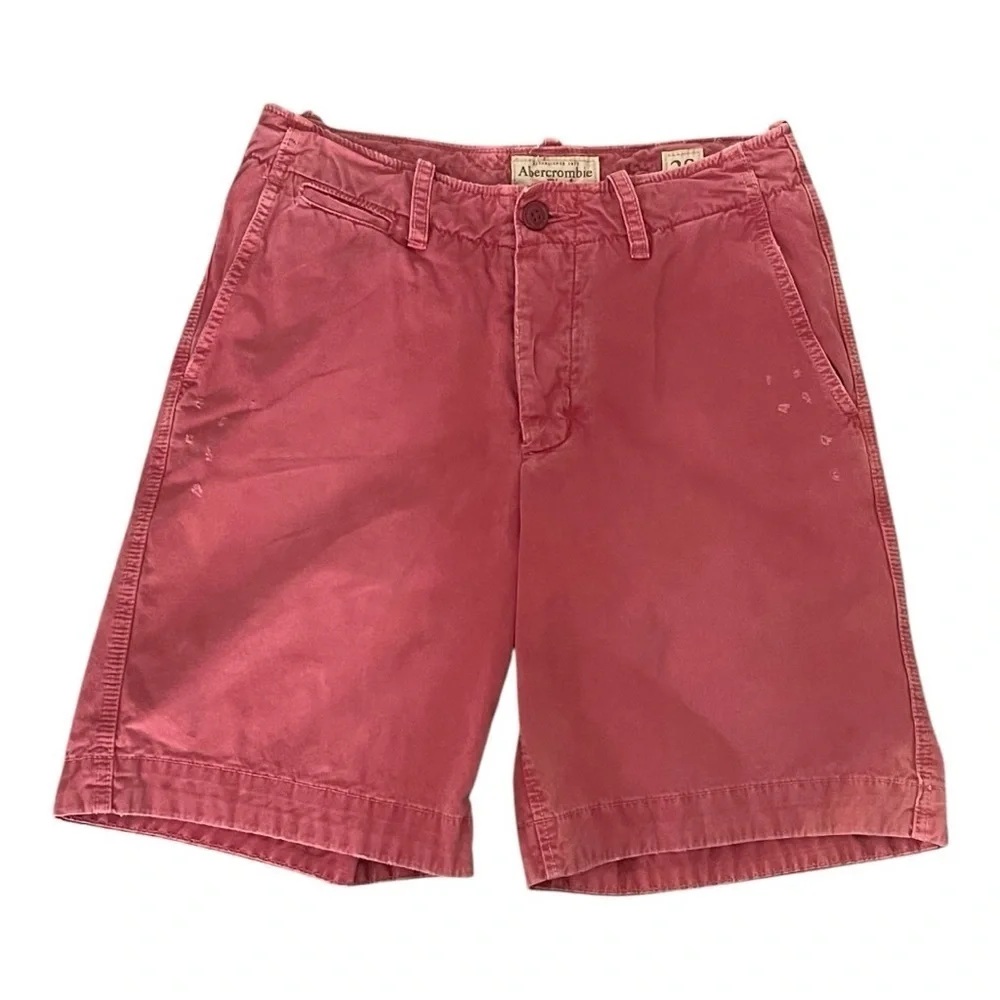 Abercrombie & Fitch Men's Shorts 28 100% cotton Red Chino Button Fly Y2K